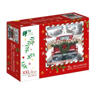 Puzzle drewniane Christmas Traveling Dogs. Wydawca: ALEXANDER GRY. Multiszop.pl Opakowanie Puzzle drewniane Christmas Traveling Dogs