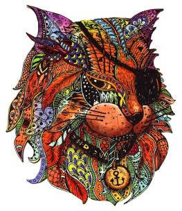 Puzzle drewniane/kolorowe - Kot (Pirat). Wydawca: G3. Multiszop.pl Opakowanie Puzzle drewniane/kolorowe - Kot (Pirat)
