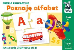 Puzzle edukacyjne Poznaję alfabet 3-6 lat. Autor: Zofia Traczyk, Agnieszka Ulatowska. Multiszop.pl Okładka książki Puzzle edukacyjne Poznaję alfabet 3-6 lat