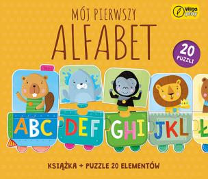 Okładka książki Puzzle + książka Mój pierwszy alfabet 20 elementów