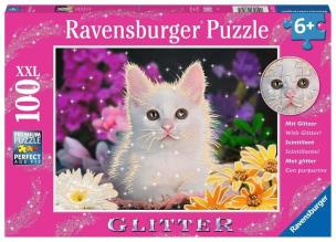 Puzzle XXL 100 Brokatowy kotek. Wydawca: Ravensburger. Multiszop.pl Opakowanie Puzzle XXL 100 Brokatowy kotek