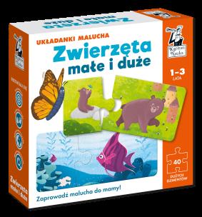Okładka książki Puzzle Zwierzęta małe i duże Układanki malucha. Kapitan Nauka