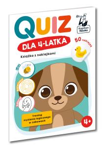 Okładka książki Quiz dla 4-latka. Książka z naklejkami. Kapitan Nauka
