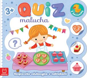 Okładka książki Quiz malucha. Książeczka edukacyjna z naklejkami z kaczuszką 3+