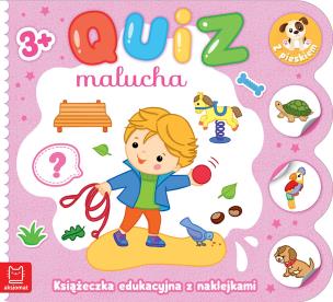 Okładka książki Quiz malucha. Książeczka edukacyjna z naklejkami z pieskiem 3+