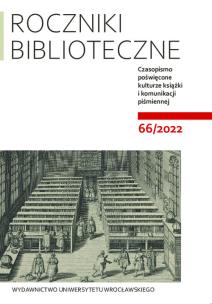 Okładka książki Roczniki Biblioteczne LXVI 66/2022