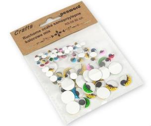 Opakowanie Ruchome oczka samoprzylepne kolorowe mix 80szt