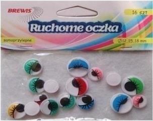 Opakowanie Ruchome oczka z kolorowymi rzęsami 16szt