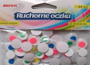 Opakowanie Ruchome oczka z kolorowymi źrenicami 44szt
