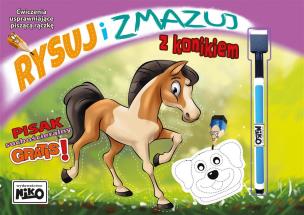 Rysuj i zmazuj z konikiem. Autor: Wydawnictwo NIKO. Multiszop.pl Okładka książki Rysuj i zmazuj z konikiem