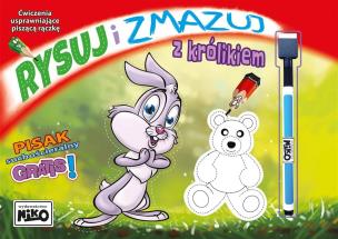 Rysuj i zmazuj z królikiem. Autor: Wydawnictwo NIKO. Multiszop.pl Okładka książki Rysuj i zmazuj z królikiem
