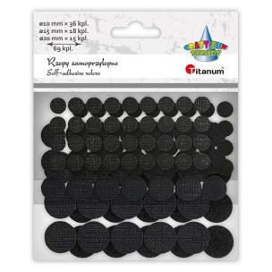 Opakowanie Rzepy samoprzylepne okrągłe czarne 69kpl