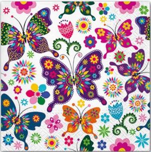 Opakowanie Serwertki Kolorowe motyle 33x33cm 20szt