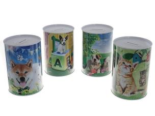 Opakowanie Skarbonka metalowa 14,5x10cm psy i koty MIX