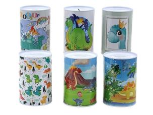 Opakowanie Skarbonka metalowa dinozaury 10x14cm MIX