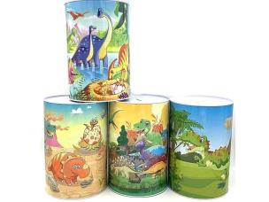 Opakowanie Skarbonka puszka metalowa Dinozaury mix
