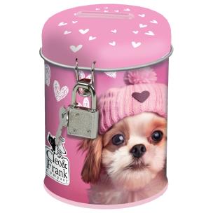 Skarbonka z kłódką Różowy szczeniak DERFORM. Wydawca: Derform. Multiszop.pl Opakowanie Skarbonka z kłódką Różowy szczeniak DERFORM