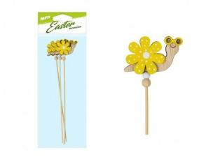 Opakowanie Ślimak na patyku kwiatek żółty 28cm 3szt