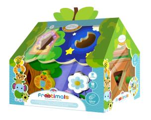 Sorter kształtów domek drewniany Frootimals. Wydawca: Kids Euroswan. Multiszop.pl Opakowanie Sorter kształtów domek drewniany Frootimals