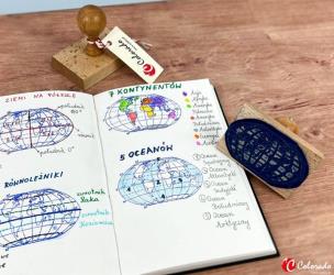 Opakowanie Stempel mapa świata - kontynenty i oceany