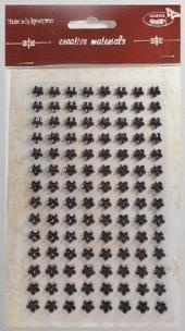 Opakowanie Stiker z kryształkami Kwiaty czarne 8mm 112szt