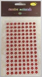 Opakowanie Stiker z kryształkami Kwiaty czerwone 8mm 112szt