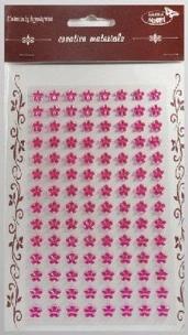 Opakowanie Stiker z kryształkami Kwiaty j.różowe 8mm 112szt