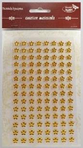 Opakowanie Stiker z kryształkami Kwiaty złociste 8mm 112szt