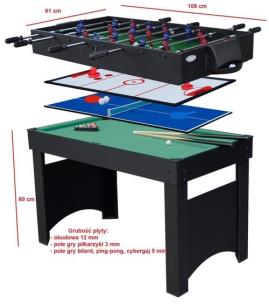 Opakowanie Stół sportowy 4 w 1 Jupiter (Piłkarzyki, Cymbergaj, Ping Pong, Billard)