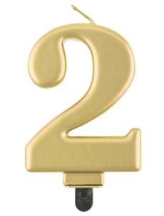 Opakowanie Świeczka cyferka 2 Beauty&Charm metalik złota 8cm