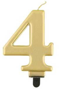 Opakowanie Świeczka cyferka 4 Beauty&Charm metalik złota 8cm