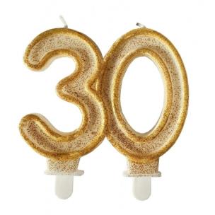 Opakowanie Świeczka urodzinowa 30 złoty brokat