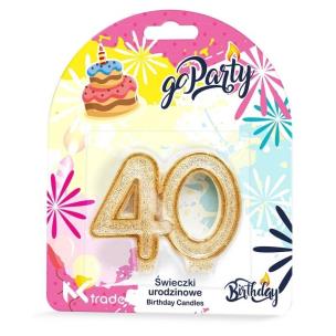 Opakowanie Świeczka urodzinowa 40 złoty brokat