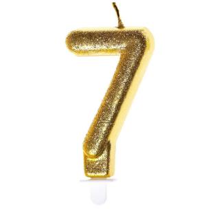 Opakowanie Świeczka urodzinowa 7 złoty brokat