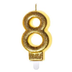 Opakowanie Świeczka urodzinowa 8 złoty brokat