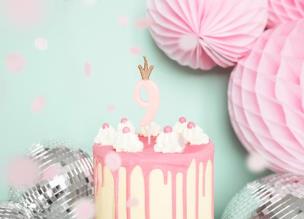 Opakowanie Świeczka urodzinowa 9 jasny różowy 9,5cm