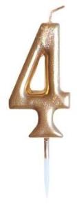 Opakowanie Świeczka urodzinowa metaliczna 4 złota