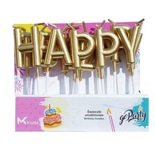 Opakowanie Świeczki urodzinowe ''Happy Birthday'' złote