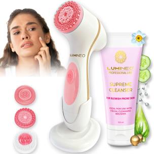 Opakowanie Szczoteczka do twarzy model 868 różowa + żel blemish 100 ml Lumineo