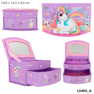 Opakowanie Szkatułka na biżuterię z lusterkiem i szufladką  Jednorożec Ylvi 12403A