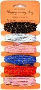 Opakowanie Sznurki papierowe z nitką złotą 6 kolorów