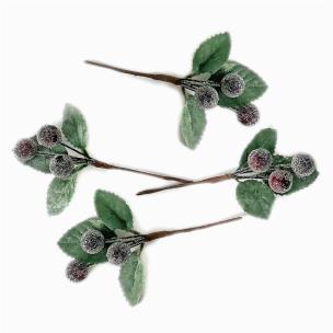 Opakowanie Szronione gałązki z jagodami bordo 4szt
