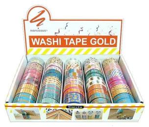 Taśma ozdobna Washi Tape Gold (25szt). Wydawca: Narcissus. Multiszop.pl Opakowanie Taśma ozdobna Washi Tape Gold (25szt)