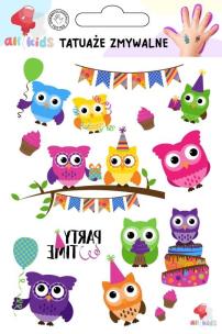 Opakowanie Tatuaże zmywalne dla dzieci Kolorowe sówki