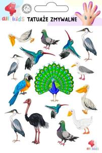 Opakowanie Tatuaże zmywalne dla dzieci Ptaki