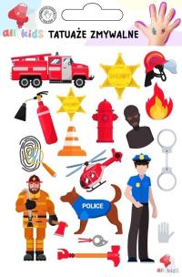 Tatuaże zmywalne dla dzieci Strażak i policjant. Wydawca: All4Kids. Multiszop.pl Opakowanie Tatuaże zmywalne dla dzieci Strażak i policjant