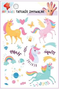 Opakowanie Tatuaże zmywalne dla dzieci Tęczowe jednorożce