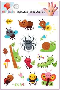 Opakowanie Tatuaże zmywalne dla dzieci Wesołe owady