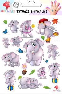 Opakowanie Tatuaże zmywalne dla dzieci Wesołe słoniki