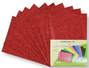 Opakowanie Tektura A4 gładka brokat czerwona 10szt